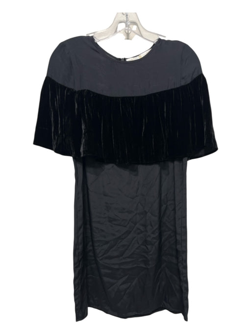 Marie Oliver Size XS Black Silk Velvet Overlay Knee Length Dress Black / XS