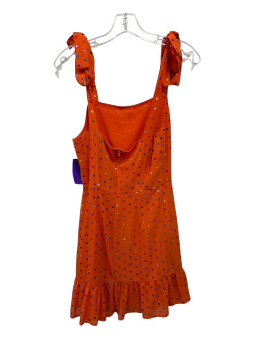 Never Fully Dressed Size 4 Orange Print Polyester Metallic Detail Hem Dress Orange Print / 4