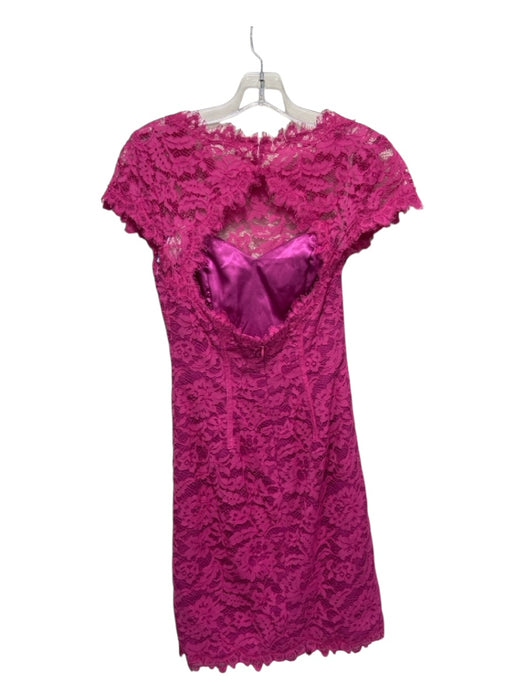 ML Monique Lhuillier Size 0 Pink Cotton Lace Overlay Cap Sleeve Dress Pink / 0