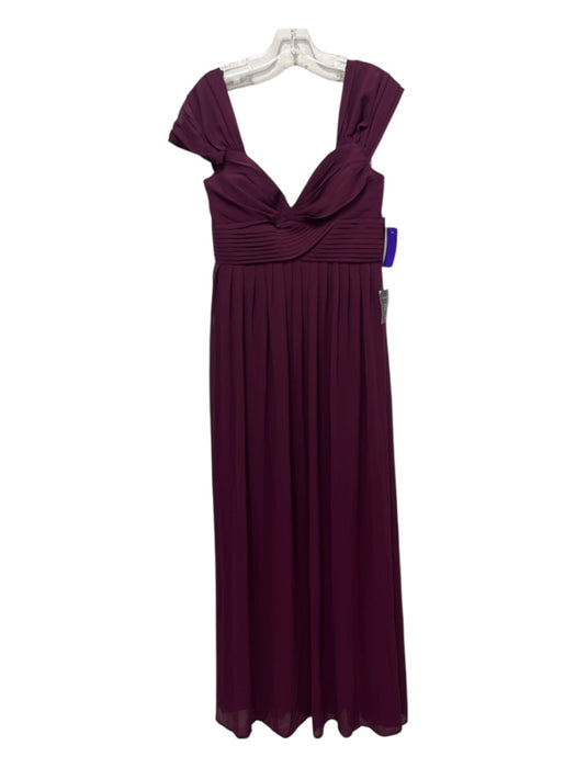 Lulu's Size XL Plum Purple Polyester Pleated Bust Cap Sleeve Gown Plum Purple / XL