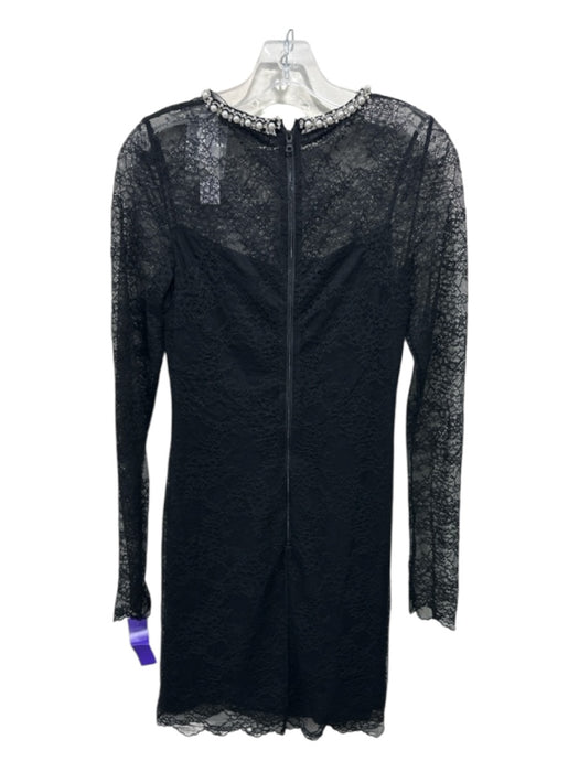 Alice + Olivia Size 6 Black & Pearl Lace Overlay Long Sleeve Knee Length Dress Black & Pearl / 6