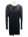 Alice + Olivia Size 6 Black & Pearl Lace Overlay Long Sleeve Knee Length Dress Black & Pearl / 6
