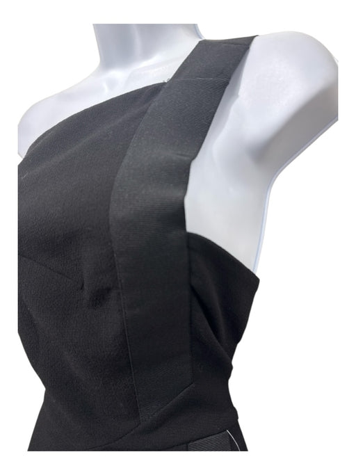 Roland Mouret Size 4 Black Wool Back Zip Grosgrain Ribbon Straps Dress Black / 4