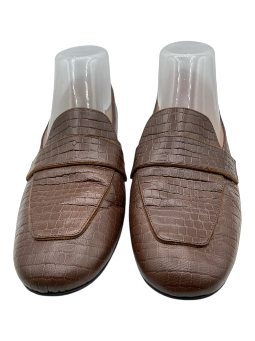 Stuart Weitzman Shoe Size 8B Brown Leather Embossed Round Toe Loafers Brown / 8B