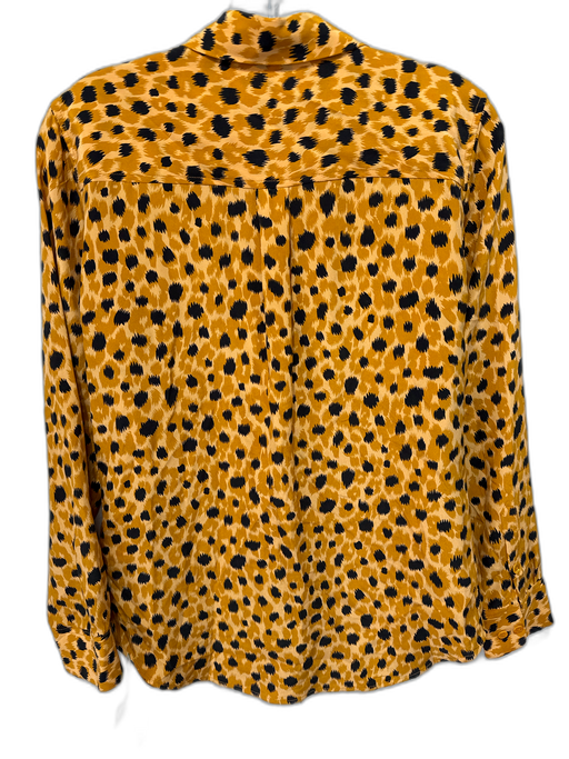 Equipment Size S Mustard Yellow & Black Silk Animal Print Button Long Sleeve Top Mustard Yellow & Black / S