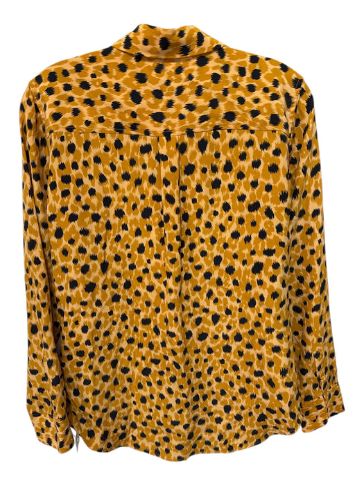Equipment Size S Mustard Yellow & Black Silk Animal Print Button Long Sleeve Top Mustard Yellow & Black / S