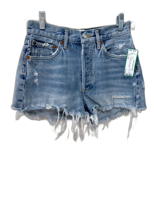 Agolde Size 23 Light Wash Cotton Denim Button Fly Cut Off High Rise Shorts Light Wash / 23