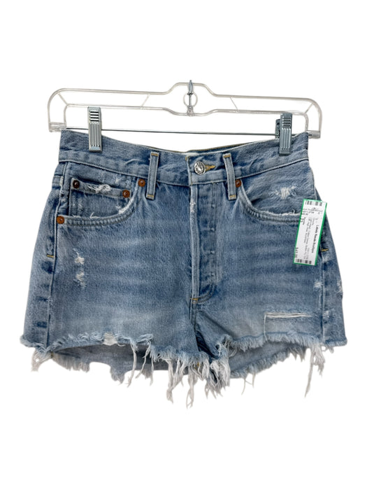 Agolde Size 23 Light Wash Cotton Denim Button Fly Cut Off High Rise Shorts Light Wash / 23