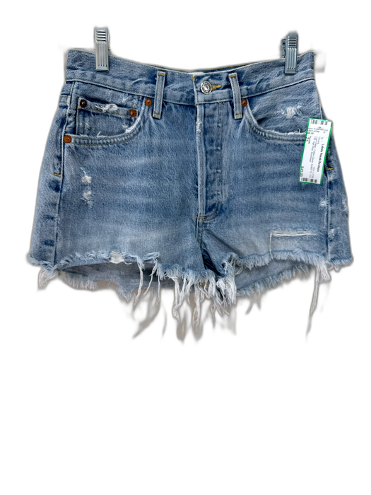 Agolde Size 23 Light Wash Cotton Denim Button Fly Cut Off High Rise Shorts Light Wash / 23