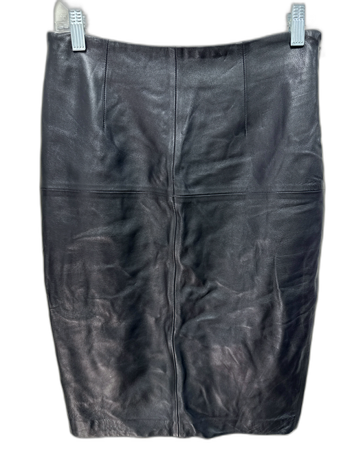 Antonio Melani Size S Black Leather Side Zip Pencil Skirt Black / S