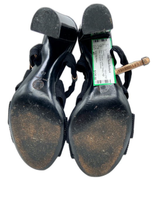 Dries Van Noten Shoe Size 40 Black RIBBON Leather Strappy High Heel Sandals Black / 40