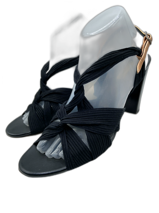 Dries Van Noten Shoe Size 40 Black RIBBON Leather Strappy High Heel Sandals Black / 40