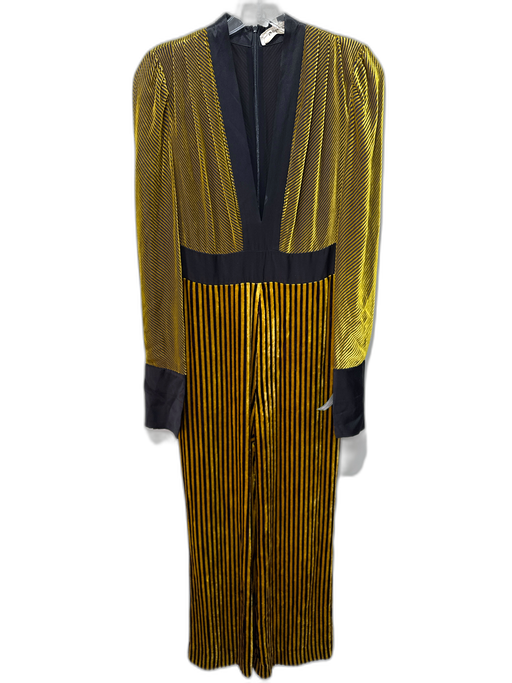 Diane Von Furstenberg Yellow & Black Viscose Blend Sheer Detail Jumpsuit Yellow & Black / 4