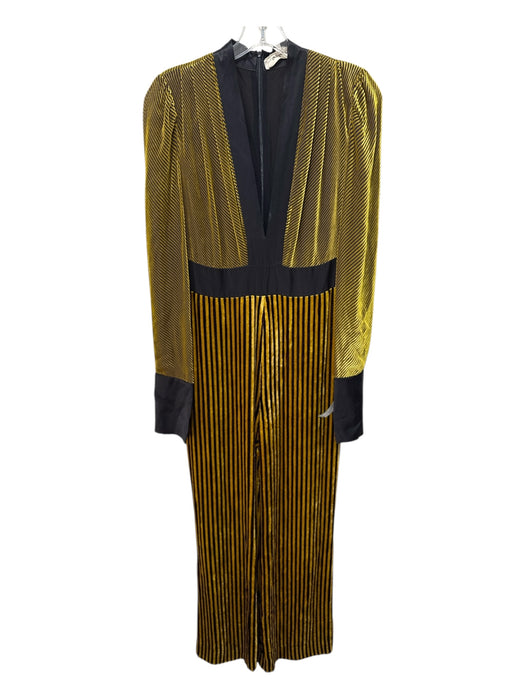 Diane Von Furstenberg Yellow & Black Viscose Blend Sheer Detail Jumpsuit Yellow & Black / 4