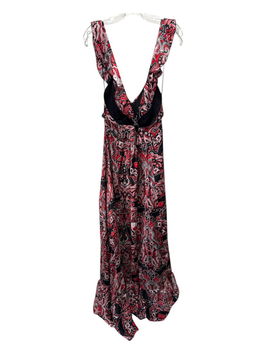 Just Cavalli Size M / 44 Red, Black, White Silk Abstract Paisley Cat Print Gown Red, Black, White / M / 44