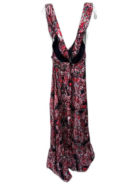 Just Cavalli Size M / 44 Red, Black, White Silk Abstract Paisley Cat Print Gown Red, Black, White / M / 44