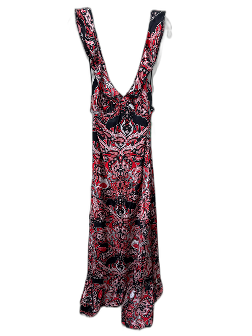 Just Cavalli Size M / 44 Red, Black, White Silk Abstract Paisley Cat Print Gown Red, Black, White / M / 44