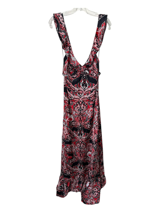 Just Cavalli Size M / 44 Red, Black, White Silk Abstract Paisley Cat Print Gown Red, Black, White / M / 44