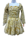 Clio Peppiatt Size S Yellow & White Mulberry Silk Smocked Bubble Hem Mini Dress Yellow & White / S