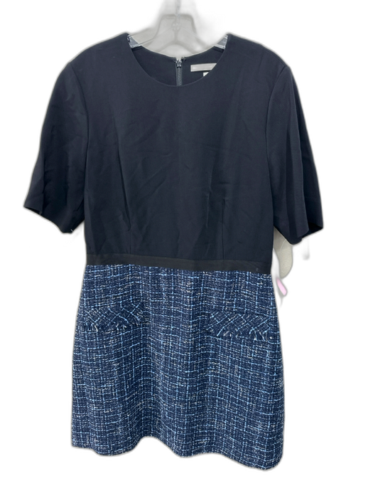 Jason Wu Collection Size 14 Black & Blue Viscose Tweed Fringe Trim Dress Black & Blue / 14