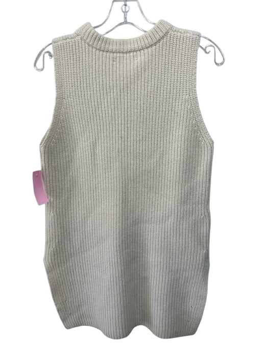 Ann Mashburn Size XS Cream Wool Ribbed Side Slit Sleeveless Sweater Cream / XS