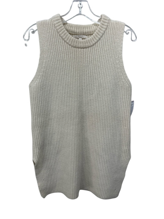Ann Mashburn Size XS Cream Wool Ribbed Side Slit Sleeveless Sweater Cream / XS
