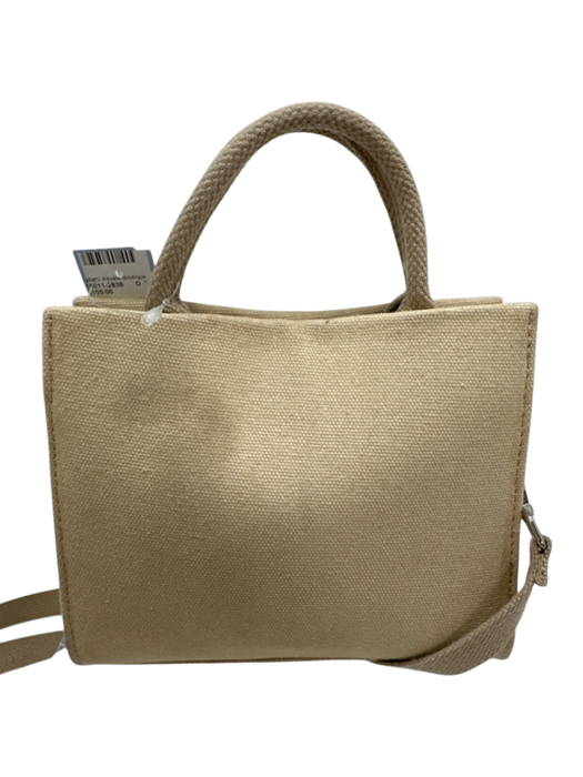 Brandon Blackwood Beige Canvas Crossbody Strap Text Magmetic Closure Bag Beige / S