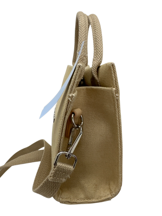 Brandon Blackwood Beige Canvas Crossbody Strap Text Magmetic Closure Bag Beige / S