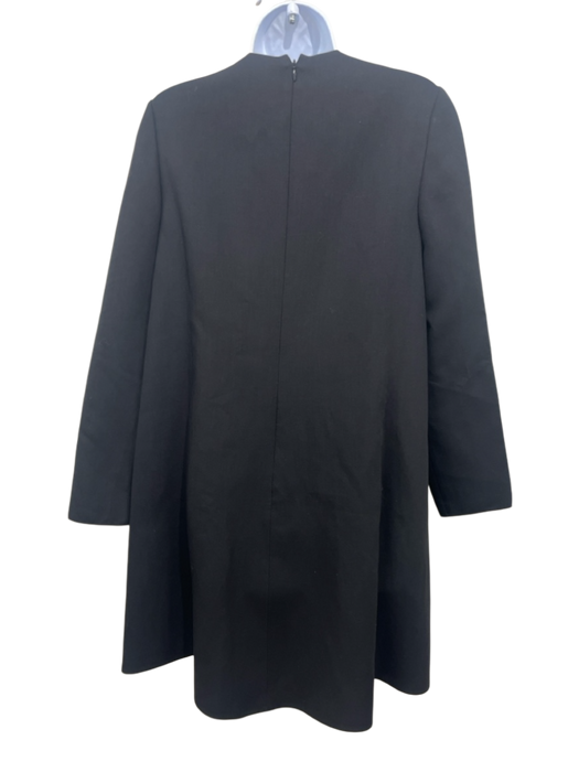 Valentino Size 42 Black Viscose Long Sleeve Tie Waist Back Zip Dress Black / 42