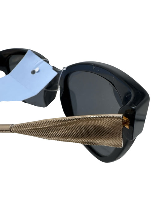 Burberry Black & Gold Acetate Metal Detail Cat Eye Sunglasses Black & Gold