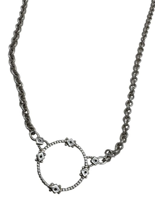 Judith Ripka Silver & Clear Sterling Silver Chain Circle Pendant Necklace Silver & Clear