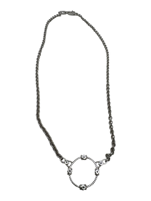 Judith Ripka Silver & Clear Sterling Silver Chain Circle Pendant Necklace Silver & Clear