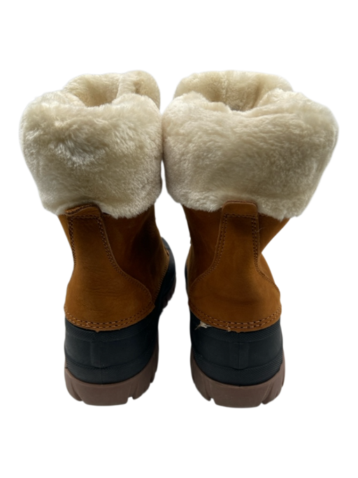 J Crew Shoe Size 9 Brown, Black, White Leather Rubber Fur Lined Lace Up Boots Brown, Black, White / 9