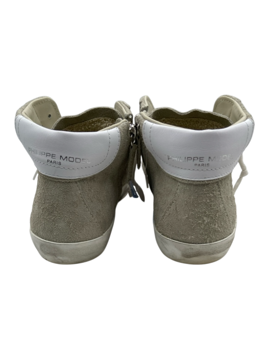 Philippe Model Shoe Size 37 Gray & White Leather Suede Side Zip Sneakers Gray & White / 37