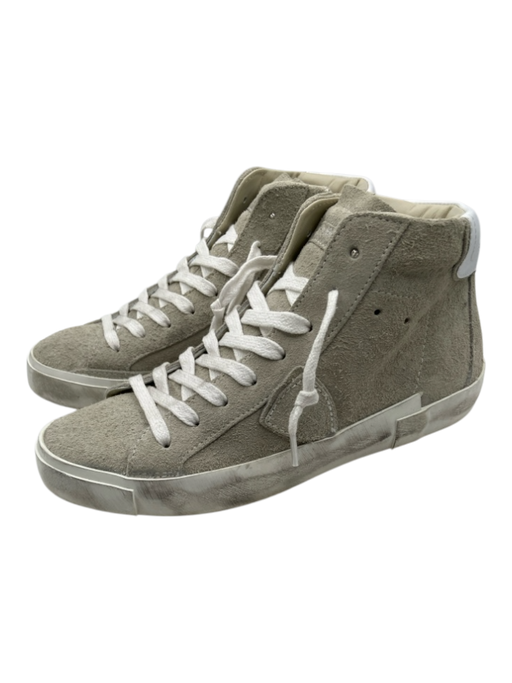 Philippe Model Shoe Size 37 Gray & White Leather Suede Side Zip Sneakers Gray & White / 37
