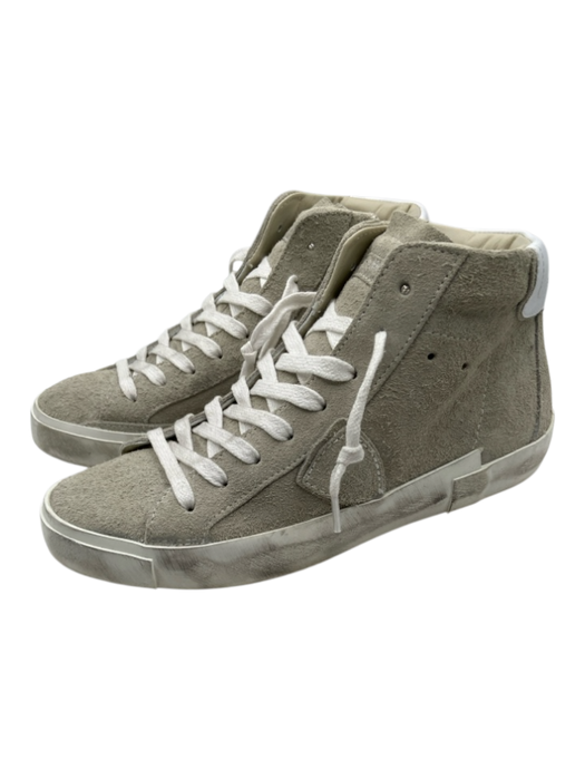 Philippe Model Shoe Size 37 Gray & White Leather Suede Side Zip Sneakers Gray & White / 37