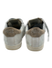 P448 Shoe Size 37 White & Silver Leather Low Top Croc Embossed Lapel Sneakers White & Silver / 37