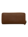Michael Kors Brown Leather Saffiano Zip Close Wrist Strap Card Holder Wallets Brown