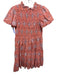 Jude Connally Size Large Coral Print Cotton Floral smocked Dress Coral Print / Large