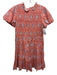 Jude Connally Size Large Coral Print Cotton Floral smocked Dress Coral Print / Large