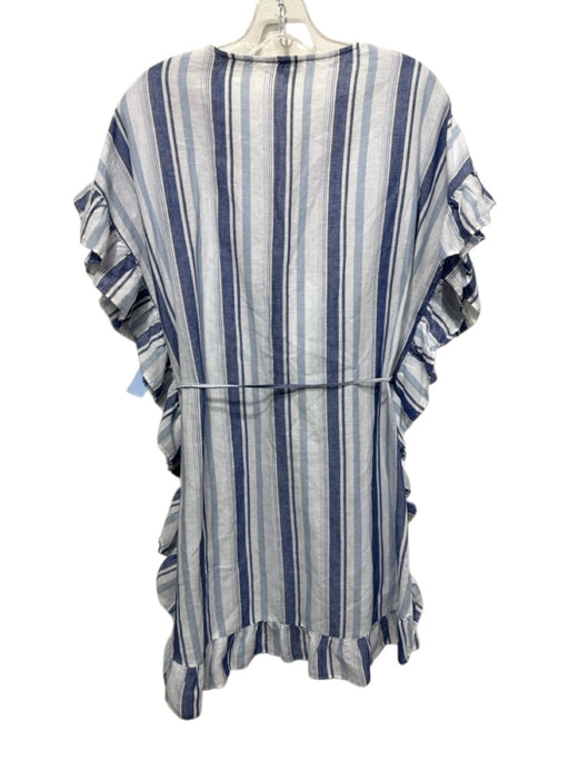 J. Crew Beachwear Size Medium Blue & White Linen Blend Stripe Cover Up Dress Blue & White / Medium