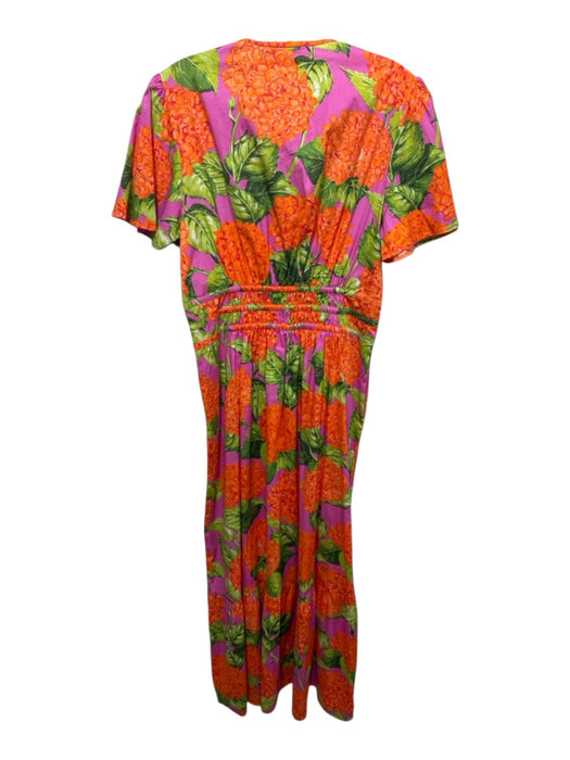 Sheridan French Size Medium Pink, Orange, Green Cotton Blend Floral Dress Pink, Orange, Green / Medium