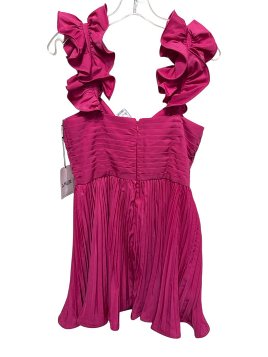 AMUR Size 8 Fuchsia Polyester Blend Ruffle Strap Sleeveless Dress Fuchsia / 8
