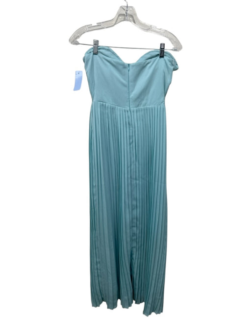 Miss Rosier Size Large Aqua Polyester Strapless Pleated Midi Dress Aqua / Large