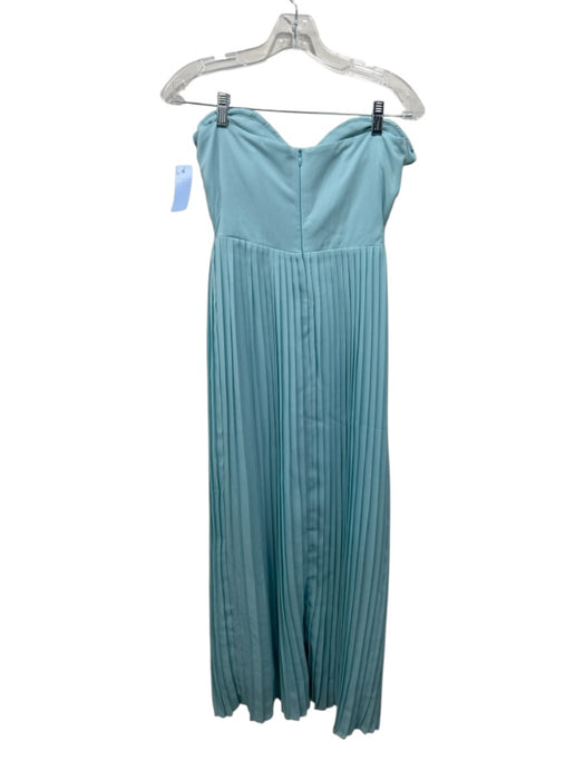 Miss Rosier Size Large Aqua Polyester Strapless Pleated Midi Dress Aqua / Large