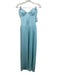 Miss Rosier Size Large Aqua Polyester Strapless Pleated Midi Dress Aqua / Large