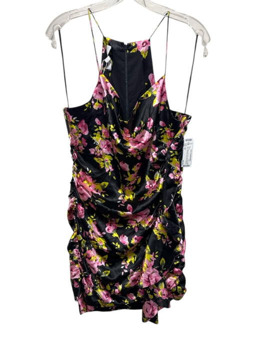 Likely Size 12 Black & Pink Print Satin Spaghetti Strap Sleeveless Dress Black & Pink Print / 12