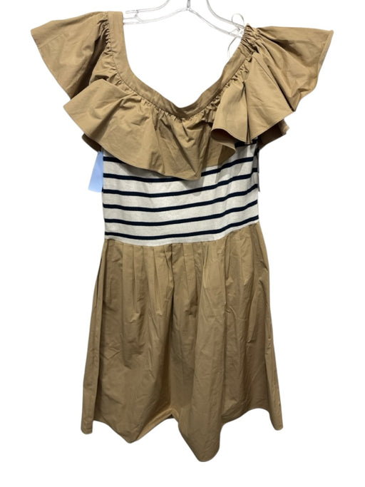 Sea New York Size Large Khaki & Navy Cotton Blend Stripe Color Blend Dress Khaki & Navy / Large