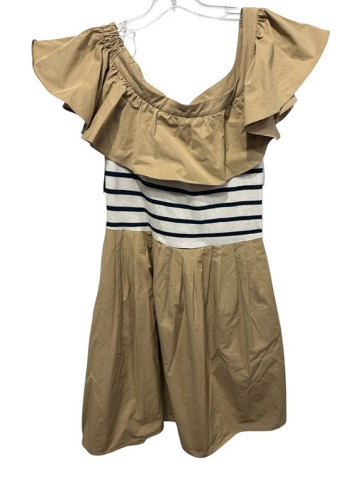 Sea New York Size Large Khaki & Navy Cotton Blend Stripe Color Blend Dress Khaki & Navy / Large