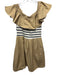 Sea New York Size Large Khaki & Navy Cotton Blend Stripe Color Blend Dress Khaki & Navy / Large